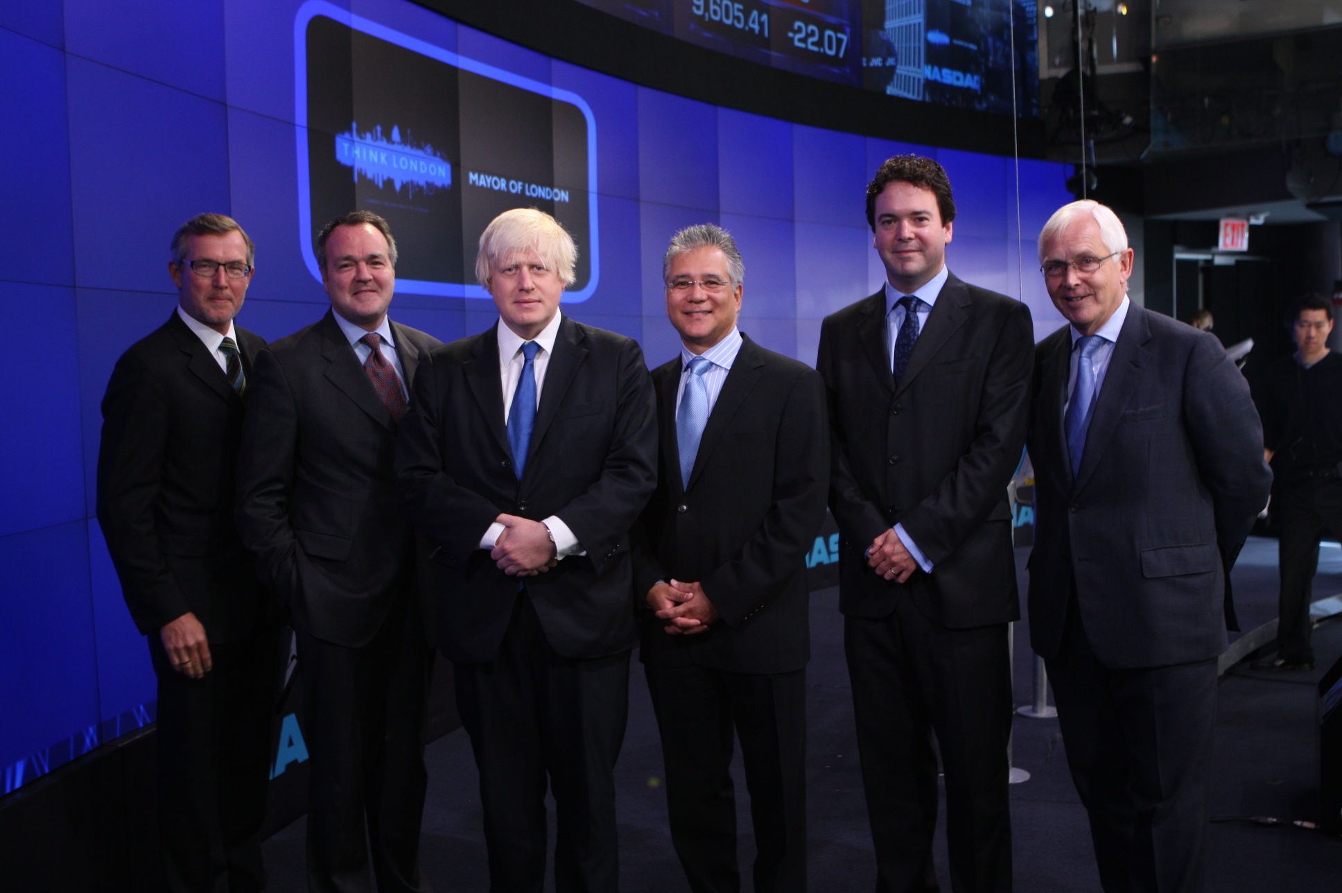 Stock exchange opening bell on a podium
